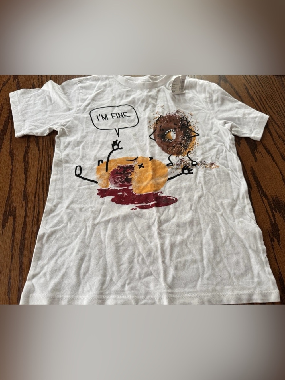 NWT Boys Small 5/6 Children’s Place Donut White Short Sleeve Tee Shirt Tshirt